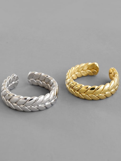 DAKA 925 Sterling Silver Irregular Weave  Minimalist Free Size Band Ring 0