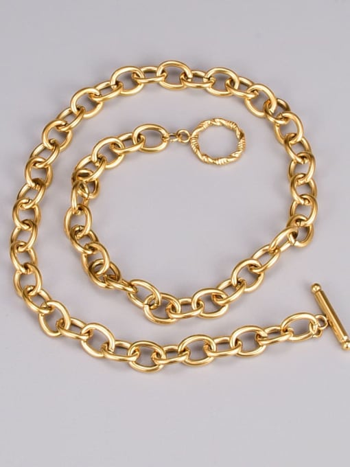 A TEEM Titanium Steel Geometric Vintage Hollow Chain Necklace