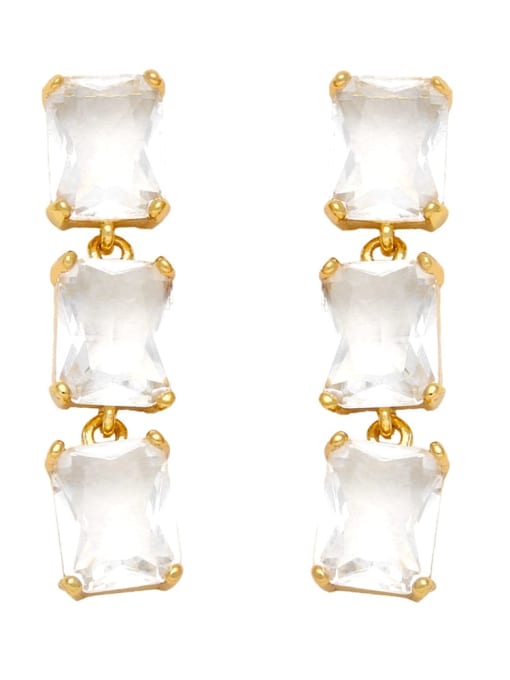 white Brass Cubic Zirconia Geometric Luxury Cluster Earring