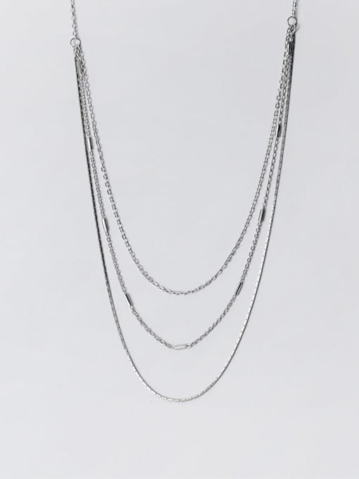 Rosh 925 Sterling Silver Geometric Minimalist Multi Strand Necklace 4