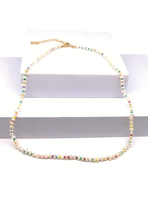 ZZX210001D Freshwater Pearl Multi Color Miyuki beads  Bohemia Necklace