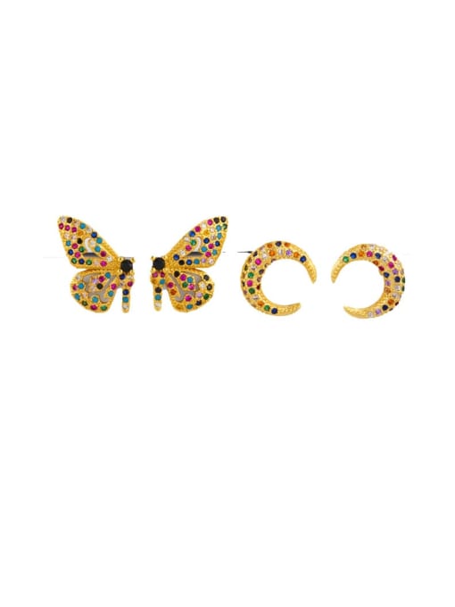 CC Brass Cubic Zirconia Butterfly Vintage Stud Earring
