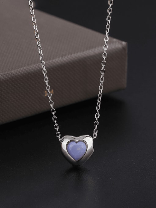 KDP-Silver 925 Sterling Silver Cubic Zirconia Heart Minimalist Necklace 3