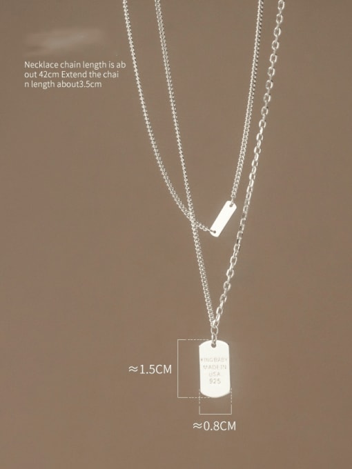 Rosh 925 Sterling Silver Geometric Minimalist Multi Strand Necklace 4