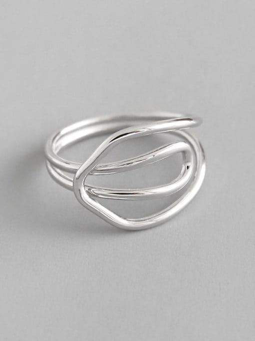 DAKA 925 Sterling Silver Geometric Minimalist Free Size Band Ring 4
