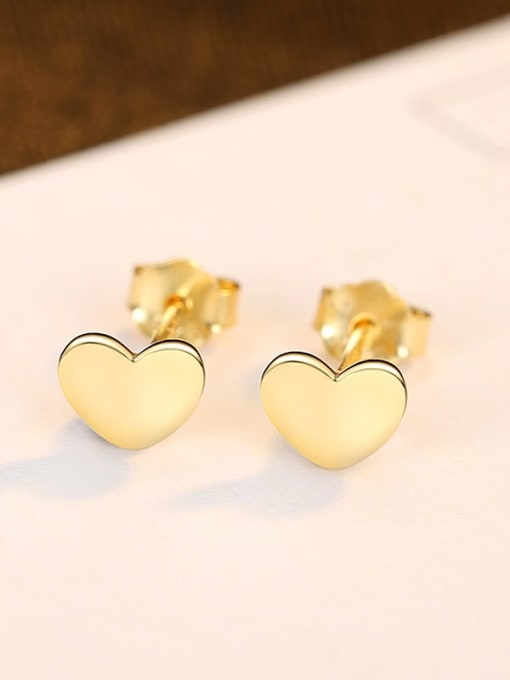 18K gold 24b07 925 Sterling Silver Heart Minimalist Stud Earring
