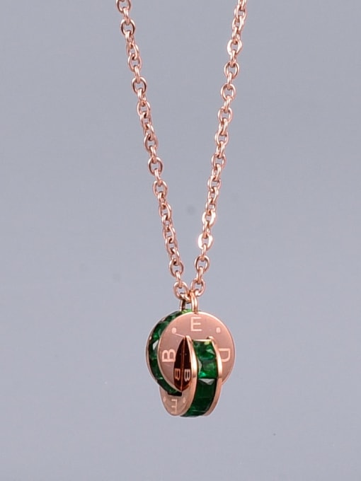 A TEEM Titanium Rhinestone Round Minimalist Necklace 3