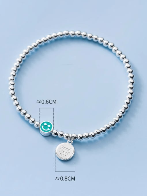 Rosh 925 Sterling Silver Smiley Minimalist Beaded Bracelet 2
