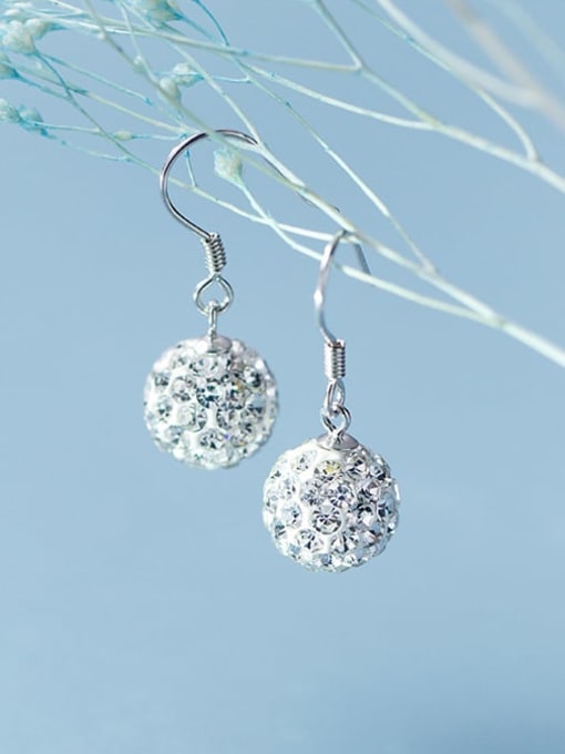 Rosh 925 sterling silver fashion style micro set with diamond Ball Earrings