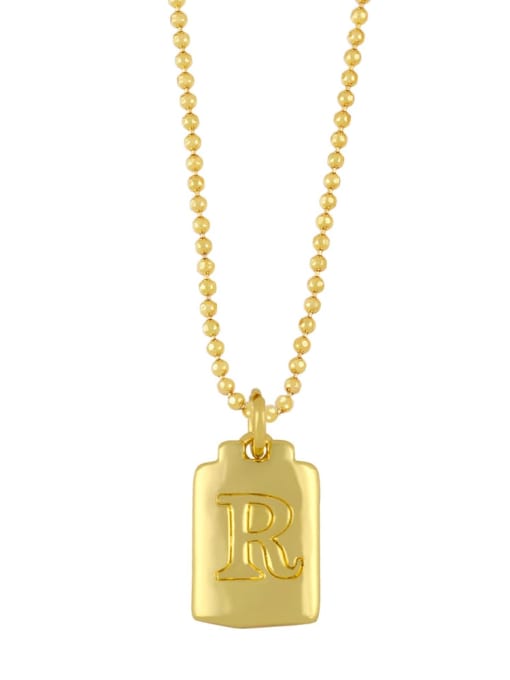 R Brass Geometry Letter Vintage Necklace