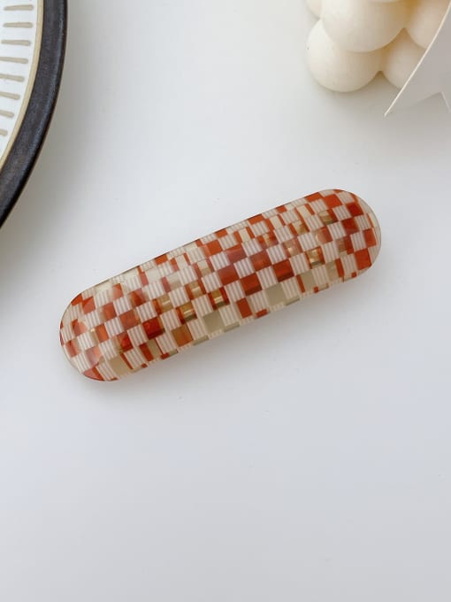 Red and white grid 8.5cm Cellulose Acetate Minimalist Geometric Alloy Hair Barrette