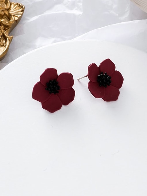 Main plan section Zinc Alloy Enamel Flower Minimalist Stud Earrings