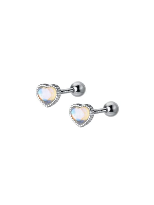 Rosh 925 Sterling Silver Opal Heart Minimalist Stud Earring 0