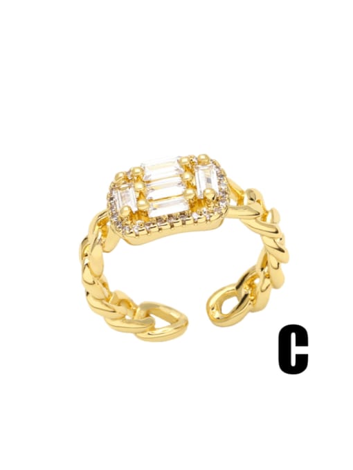 CC Brass Cubic Zirconia Geometric Heart Vintage Stackable Ring 4