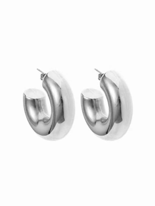 LI MUMU Titanium Steel Smooth Geometric Minimalist Stud Earring 0