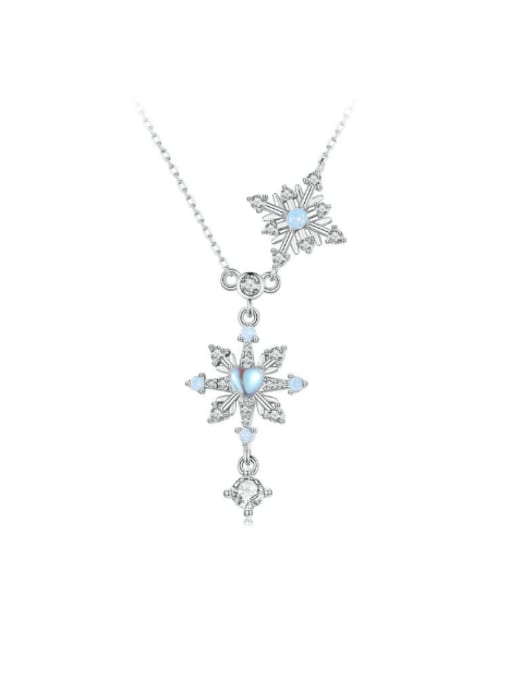 necklace 3.9G Cl925 Sterling Silver Cubic Zirconia Christmas  Snowflake Earring Ring and Necklace Set