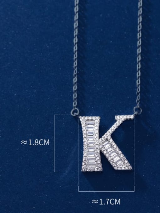 letter K 925 Sterling Silver Simple Fashion full diamond letters pendant  Necklace