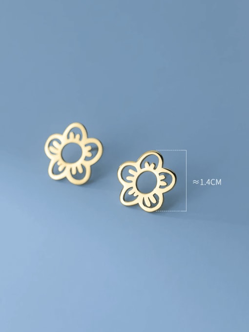 Rosh 925 Sterling Silver Hollow  Flower Minimalist Stud Earring 2