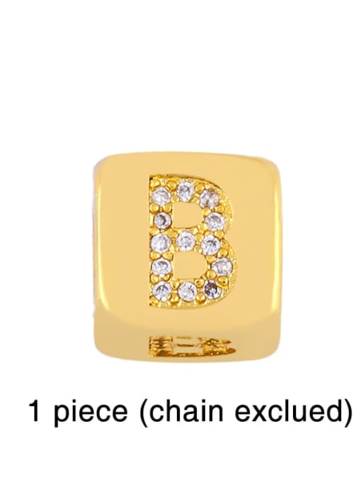 B Brass Cubic Zirconia square  Letter Minimalist Adjustable Bracelet
