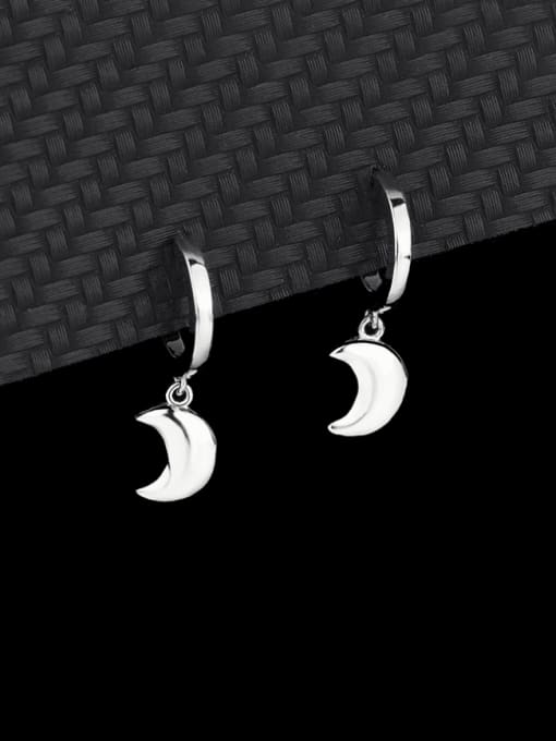 BC-Swarovski Elements 925 Sterling Silver Moon Minimalist Huggie Earring 0