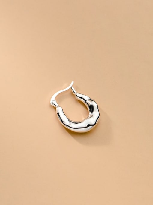Rosh 925 Sterling Silver Irregular Minimalist Huggie Earring 3
