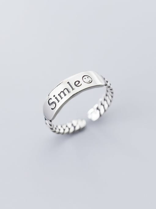 Rosh 925 Sterling Silver With Simle Smiley Free Size Ring 2