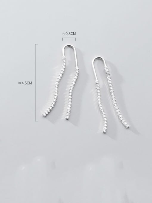 Rosh 925 Sterling Silver With Cubic Zirconia Minimalist U-shaped  Threader Earrings 2