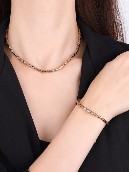ROSS Brass Trend Irregular Bracelet and Necklace Set 1