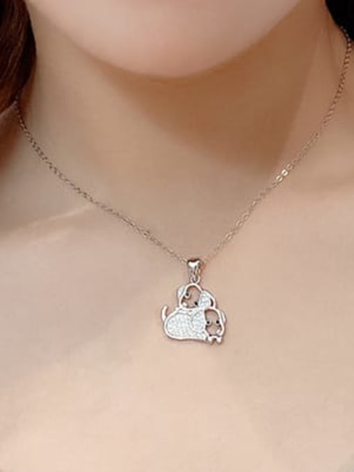 BC-Swarovski Elements 925 Sterling Silver Cubic Zirconia Dog Cute Necklace 1