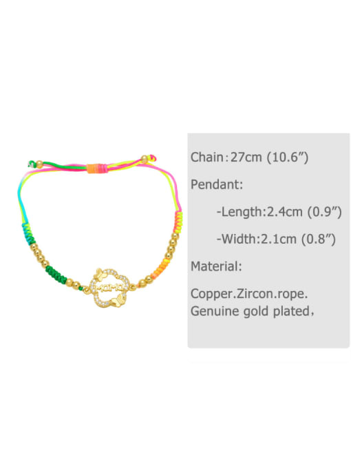 CC Brass Cubic Zirconia Multi Color Weave Bohemia Adjustable Bracelet 4