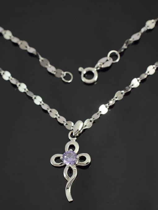 A TEEM 925 Sterling Silver Rhinestone Flower Minimalist Necklace 1