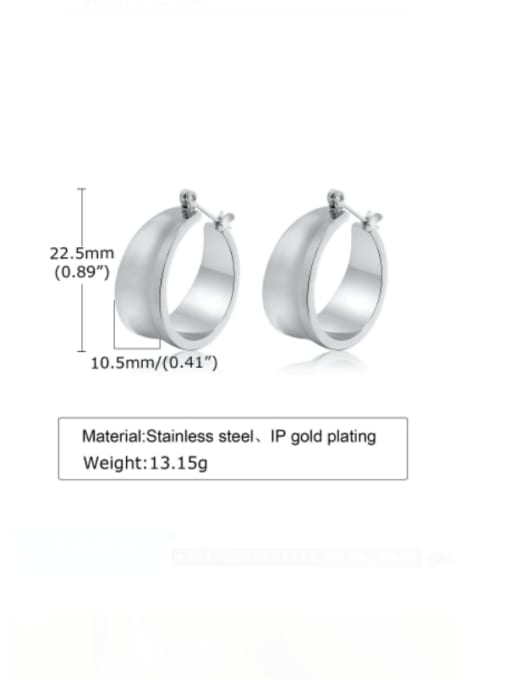 Steel Stainless steel Smooth Geometric Minimalist Huggie Earring