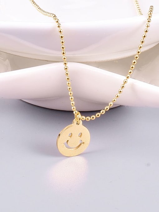 A TEEM Titanium Bead chain Minimalist Smiley pendant Necklace 0