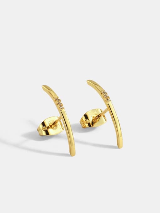 CHARME Brass Rhinestone Geometric Minimalist Stud Earring 0