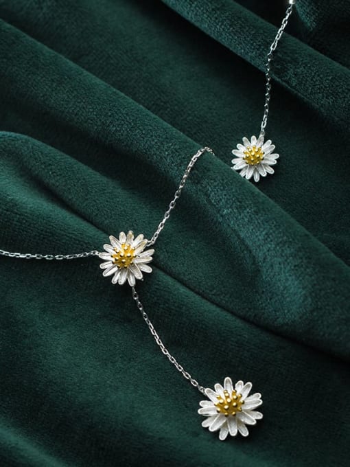Rosh 925 Sterling Silver Flower Minimalist Long Strand Necklace 2