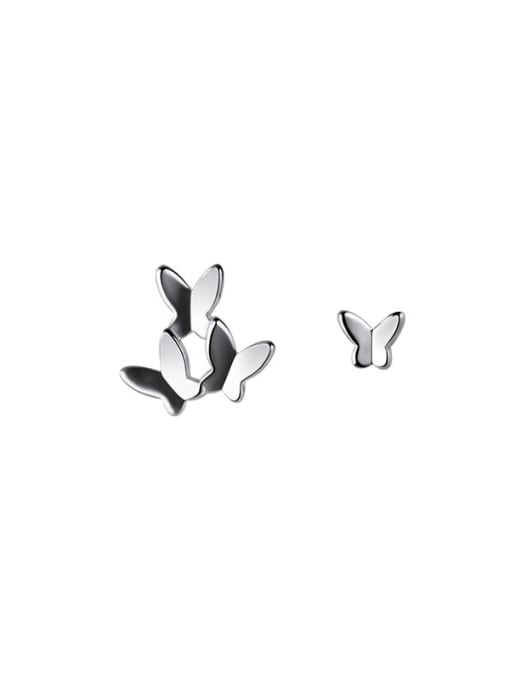 Rosh 925 Sterling Silver Asymmetry Butterfly Minimalist Stud Earring 3