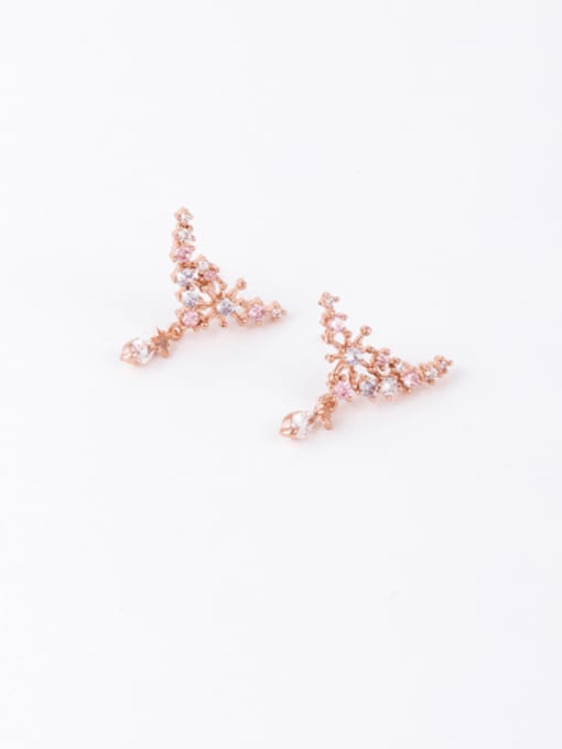 Girlhood Copper Cubic Zirconia White Triangle Minimalist Stud Earring 1