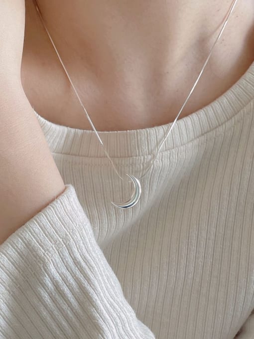 Boomer Cat 925 Sterling Silver Moon Minimalist Necklace 3