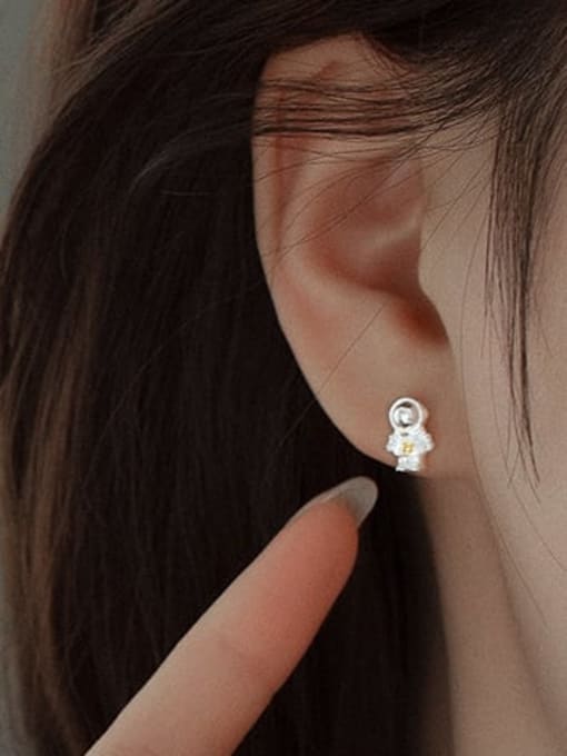 BeiFei Minimalism Silver 925 Sterling Silver Icon Cute Stud Earring 1