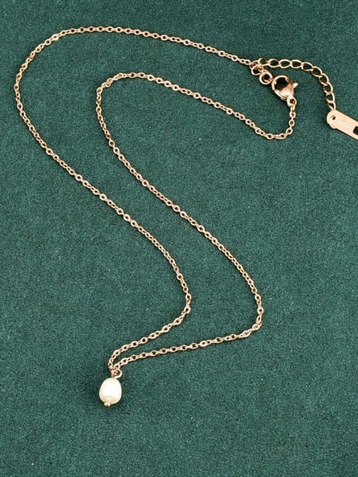 A TEEM Titanium Steel Freshwater Pearl Irregular Minimalist Necklace