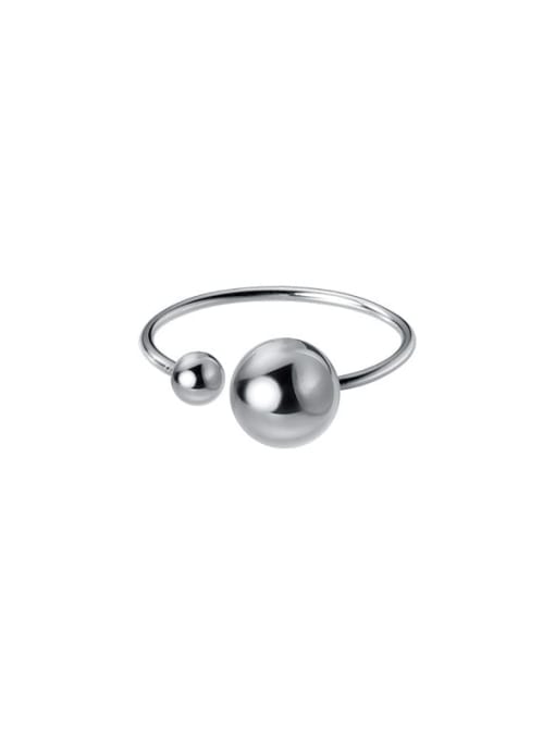 Rosh 925 Sterling Silver Bead Round Minimalist Band Ring