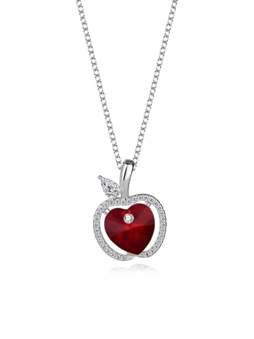 JYXZ 010 (red) 925 Sterling Silver Austrian Crystal Heart Classic Necklace