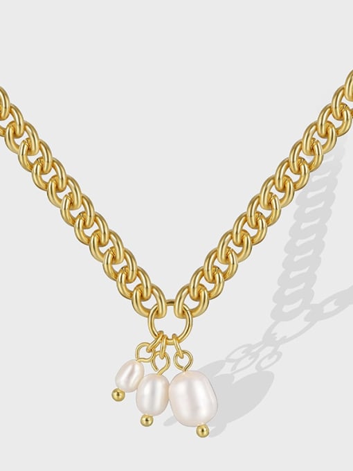 CHARME Brass Imitation Pearl Geometric Hip Hop Necklace 0
