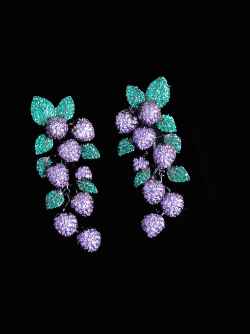 L.WIN Brass Friut Grape Luxury Cluster Earring 2
