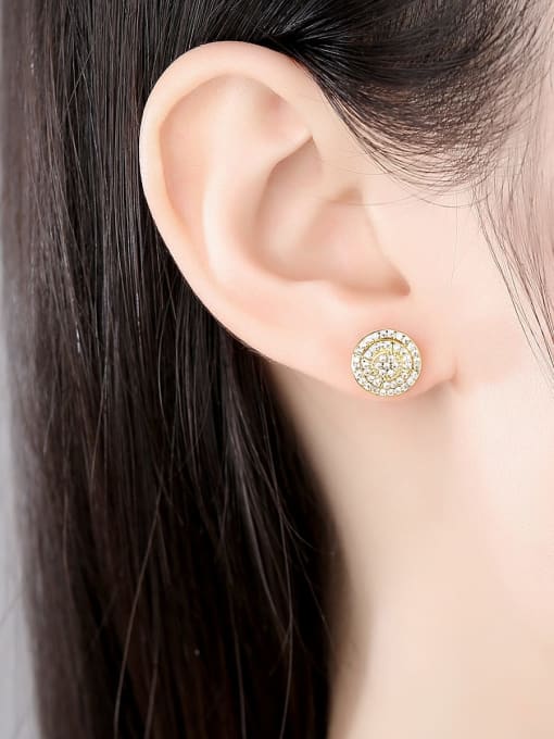BLING SU Copper Cubic Zirconia Geometric Dainty Stud Earring 1