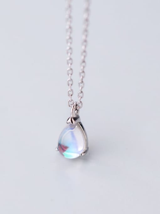Rosh 925 Sterling Silver Glass stone Water Drop Minimalist Necklace 0