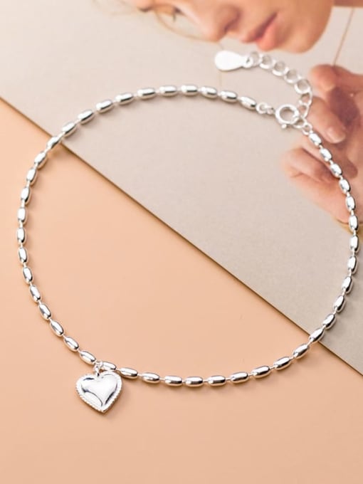 Rosh 925 Sterling Silver Heart Minimalist Beaded Bracelet 1