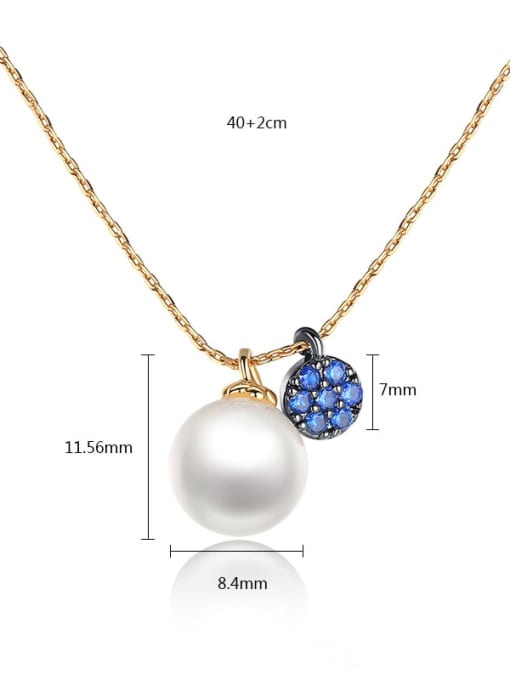 BLING SU Copper Imitation Pearl White Ball Minimalist Necklace 3