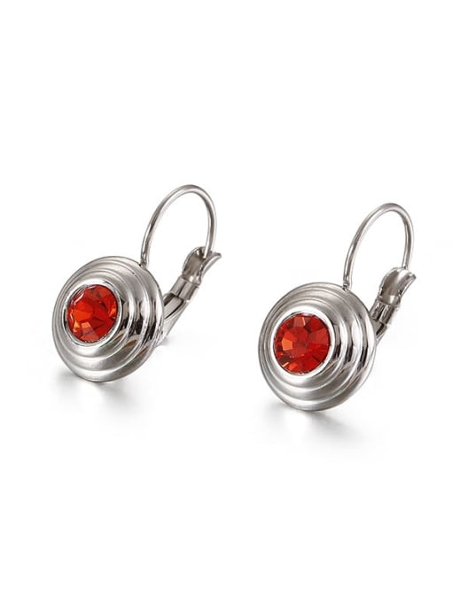 Red Titanium Cubic Zirconia Multi Color Round Minimalist Huggie Earring