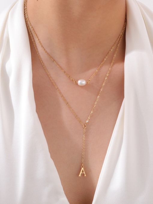CONG Stainless steel Tassel Hip Hop Double Layer Chain Lariat Necklace 1